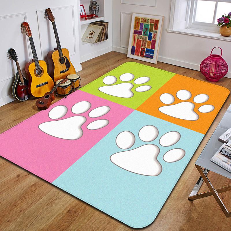 D-Dogs Paws Printed Carpet Fashion Yoga Mat Non-Slip Carpet Bedroom Decoration Outdoor Carpet Bedroom Birthday Gift