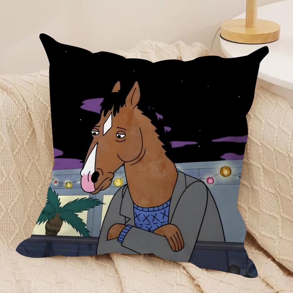 B-Bojack Horseman Cushion Cover Soft Plush Fabric Double-Sided Printed Sofa Cushion Cover For All Seasons Home Decor Gift