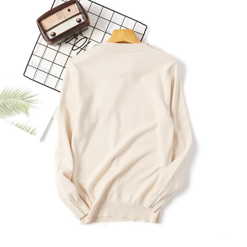 Herbst Winter Perlen Pullover Pullover frauen O Neck Langarm