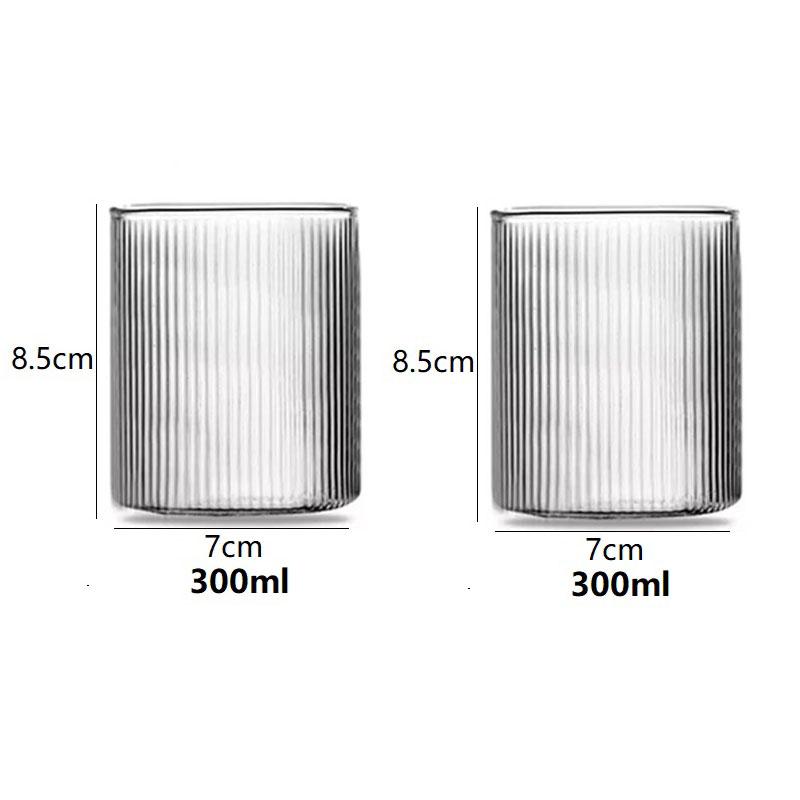 

6/4/2/1 шт. японская ребристая стеклянная кофейная кружка, термостойкая стеклянная чашка в полоску, прозрачная домашняя чашка для напитков, сока, воды, пива, бокал для вина 2Pcs 300ml