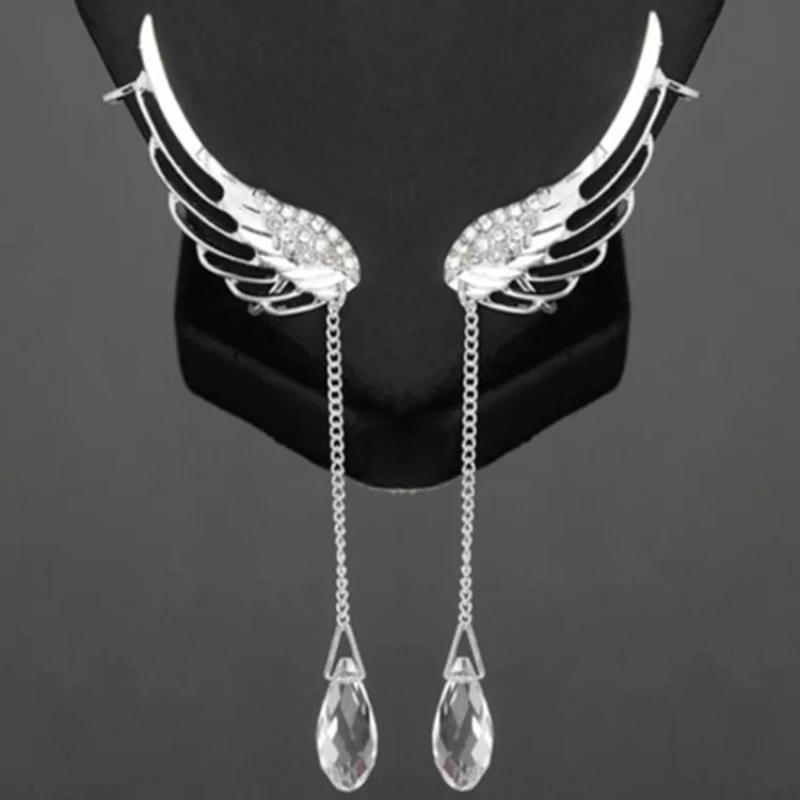 

Серьги-подвески из хрусталя в виде крыльев ангела, модная бижутерия, трендовая пластина с серебряными аксессуарами A