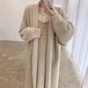Lazy wind long knee anti-mink sweater jacket women's clothing autumn and winter new large size loose knitted cardigan