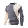 Men's Round Neck Stitching Sweater Casual Modified Warm Sweater Pullover