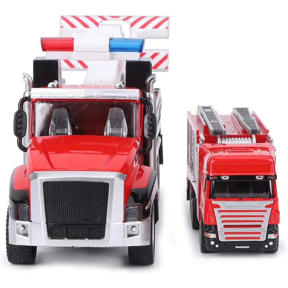 1/42 2 ks tlakově lité záchranné vozidlo Hasičské auto se stahovacím světlem pro děti s hudebním modelem