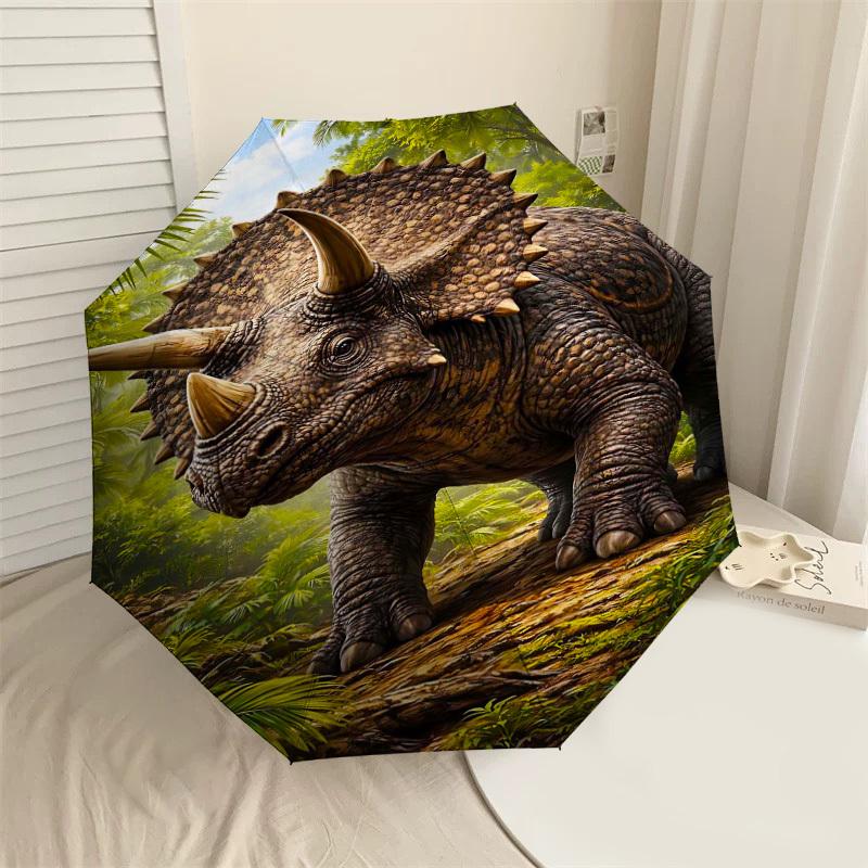 

1PC Triceratops jungle Umbrella-8-Rib Reinforced Portable Folding Travel Suitable for All Seasons Outdoor Daily Use -J0324
