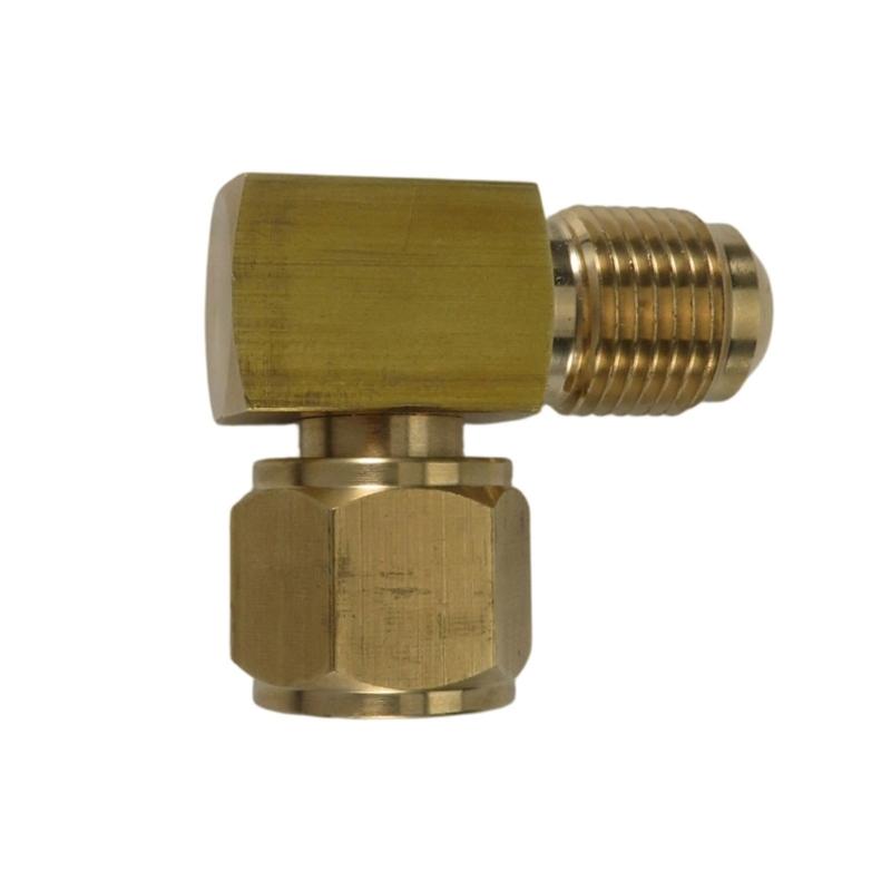 Brass 90 Degree Elbow Union for 3/8 Female x Male Pipe Ends, Angle Fitting with Turning Center Section for Pipe Change in Narrow Places