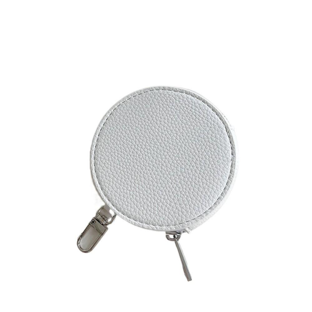 Круглый кошелек из ПУ-кожи на молнии, маленькая сумка для хранения, портативный кошелек для монет из ПУ-кожи, для детей/студентов белый