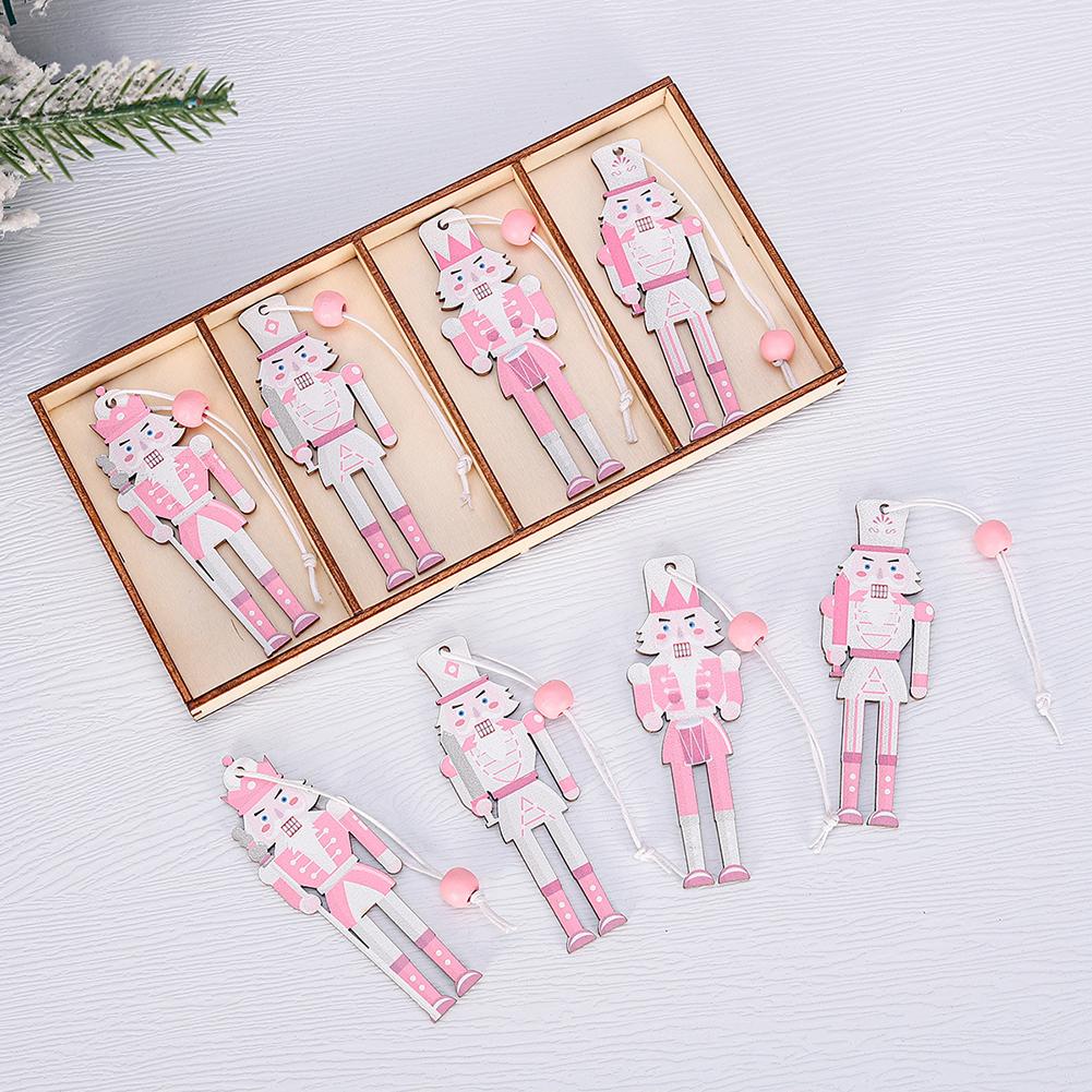 Set mit 8 Weihnachtsnussknacker Holz Partyanhängern Macaron Rosa 3 54IN