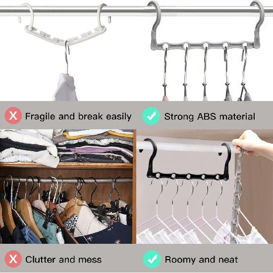Closet Organizers and Storage,8 Pack Stronger Space Saving Hangers Clothes Hanger with 5 Holes Closet Storage for Heavy Clothes,Magic Home