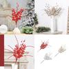 6Pcs Decorative Faux Leaves with Berries Gold Powder Coated Leaf and Berries Clusters for Creative Decoration