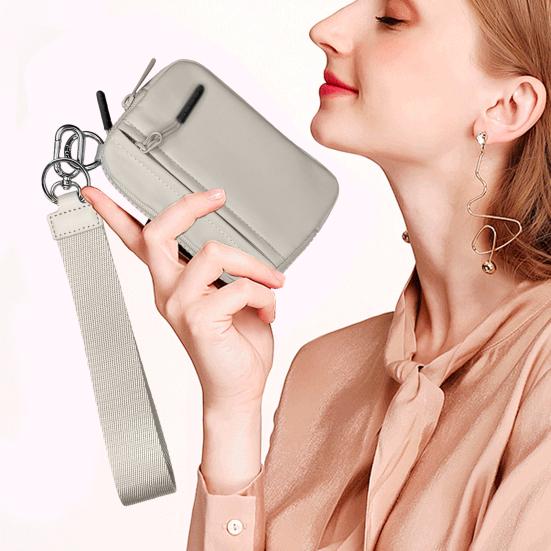 Multifunctional Handbag Wrist Purse with Detachable Lobster Clip Smooth Zipper Closure Lightweight Change Phone