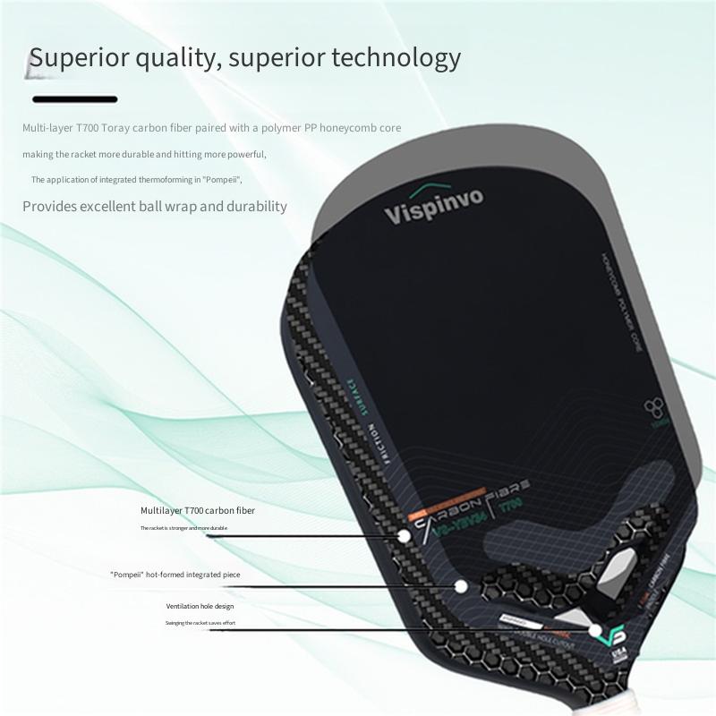 VISPINVO Pickleball Paddle USAPA Approved T700 Carbon Fiber Edgeless Hollow Tournament Grade Professional Racket
