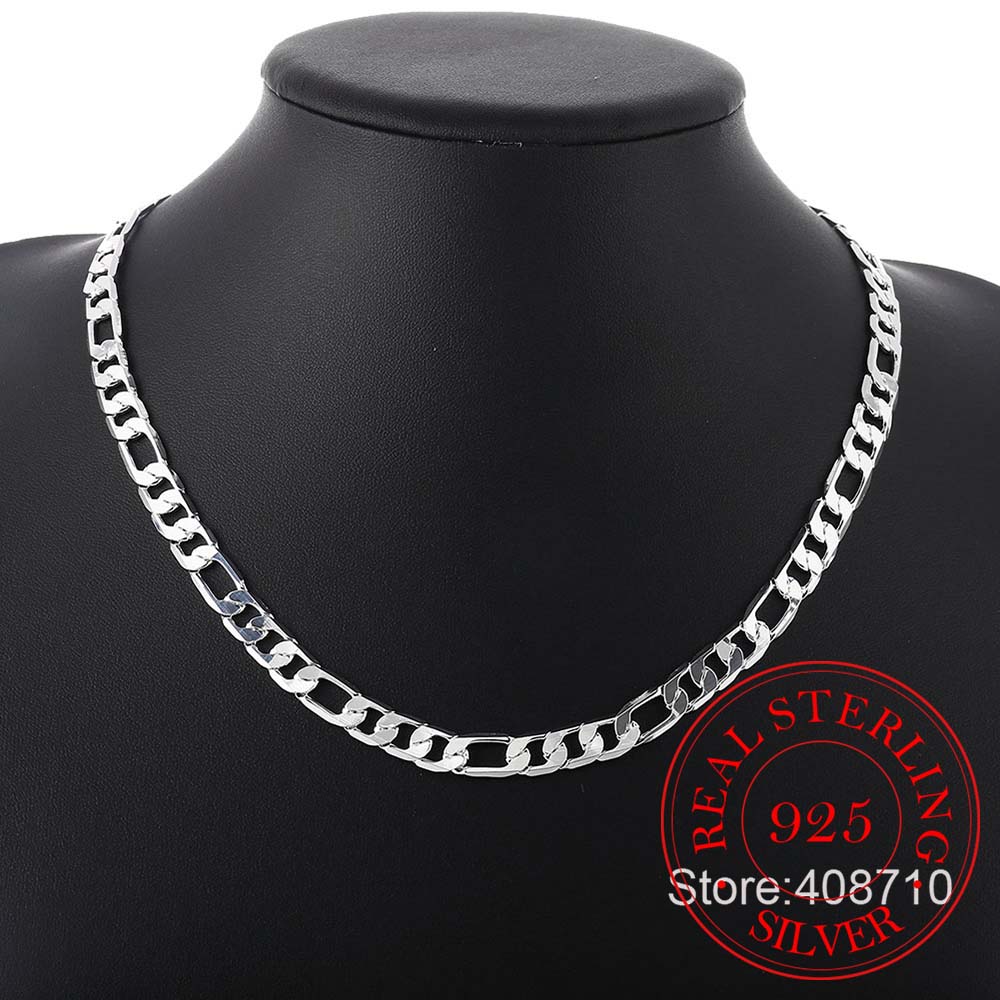 925er Sterlingsilber 6mm/8mm Kette Seitwärts Halskette Mann Frau Senior Luxus Schmuck Statement Halskette