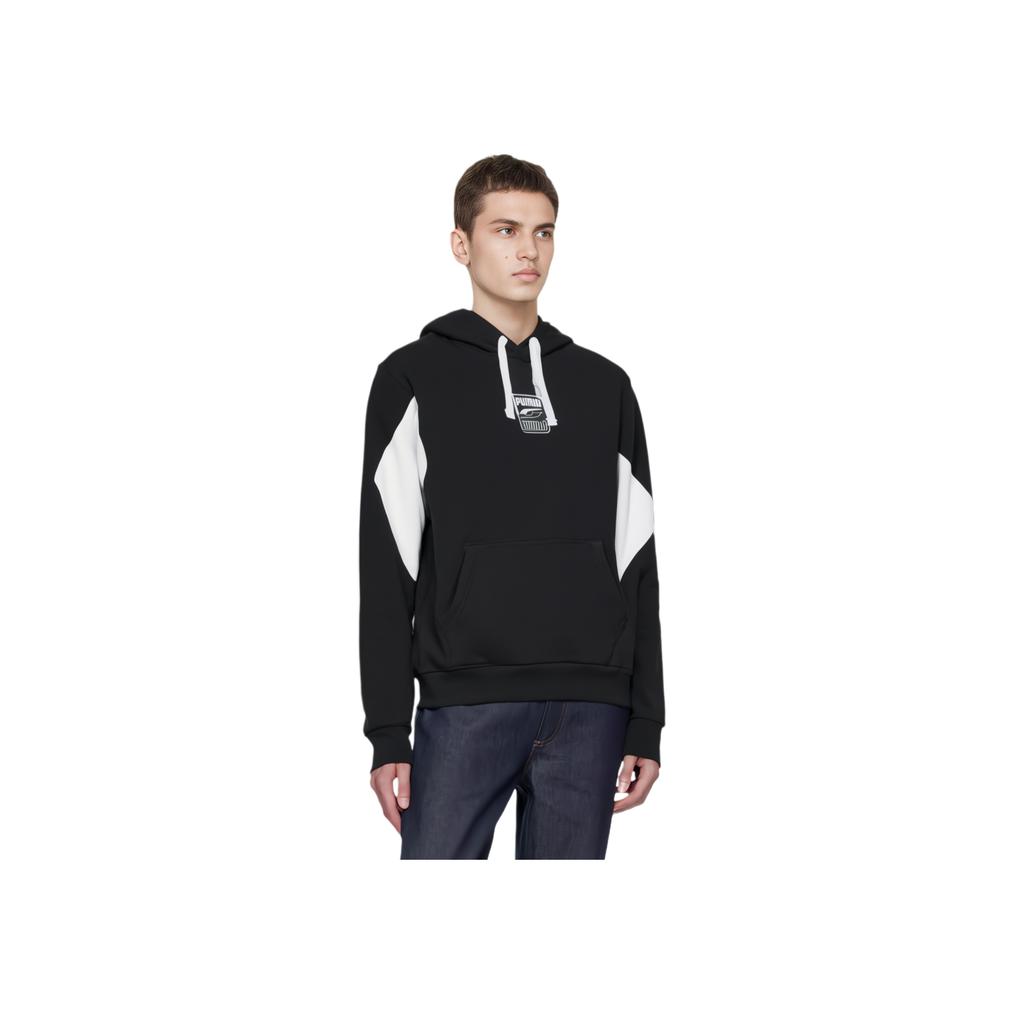 Puma Rebel Color Block Hoodie With Drawstring Men Tops Black 586897-01