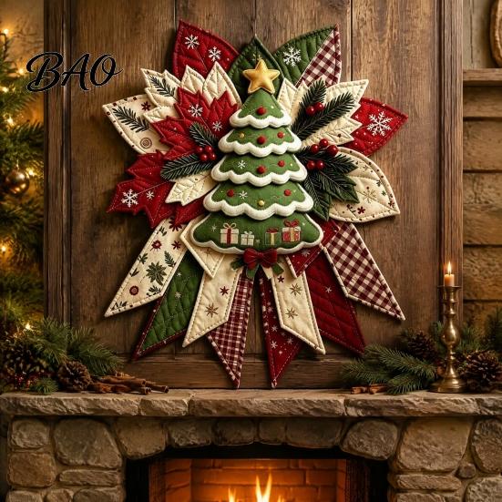 Anpassbare Weihnachtsfeier-Gastgeschenke Weihnachten DIY Gesteppte Schleife Nähen Bastelset, Vorgeschnittene Patchwork-Stoffkunst für Set, Türhänger Wand Kaminsims Heimdekoration