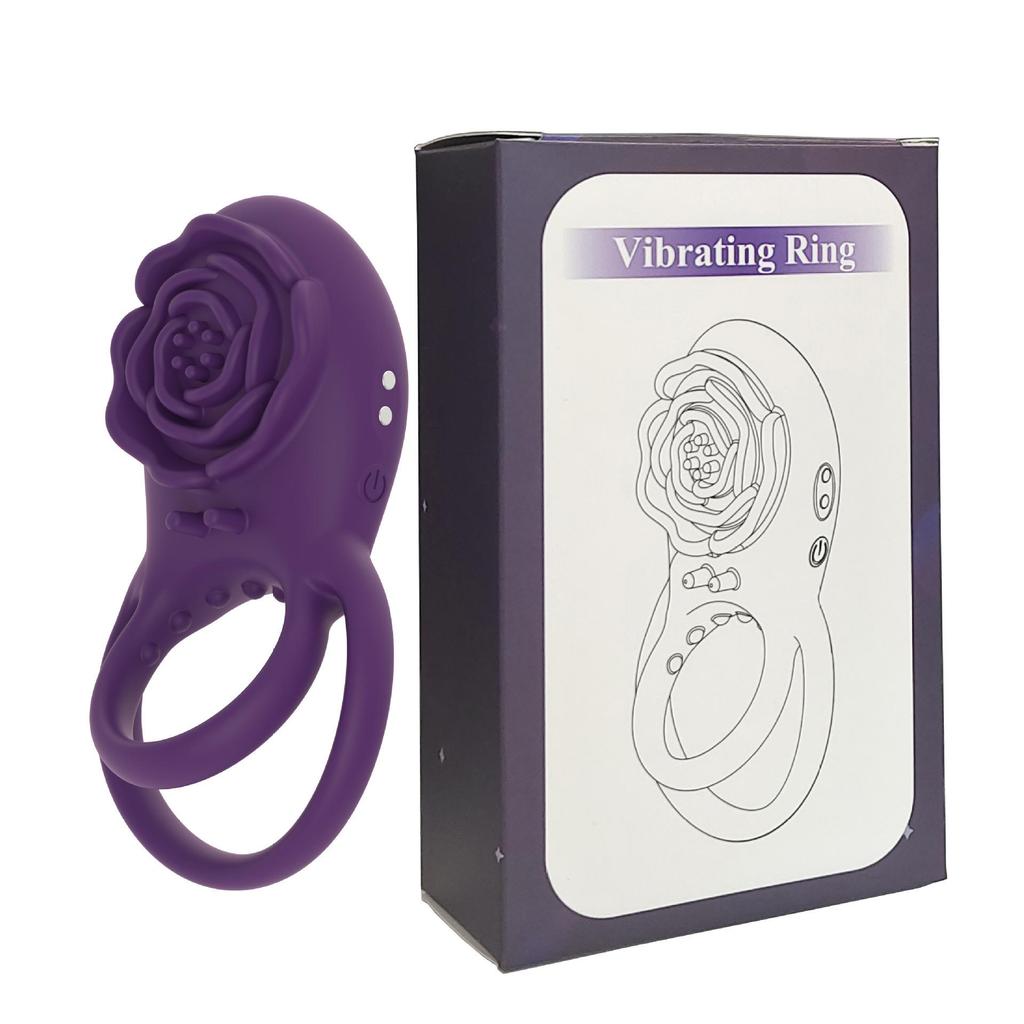 Rose Lock Vibrating Ring for Men, 8-Mode Magnetic Rechargeable Wearable Adult Toy