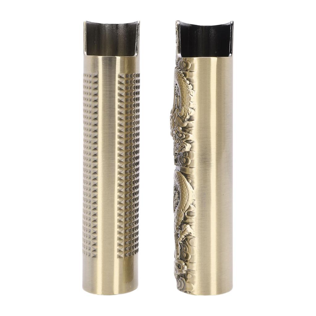 2 Pcs Lighter Case 8cm Length Grid and Dragon Pattern Exquisite Engraved Metal Lighter Cover for Party Bar