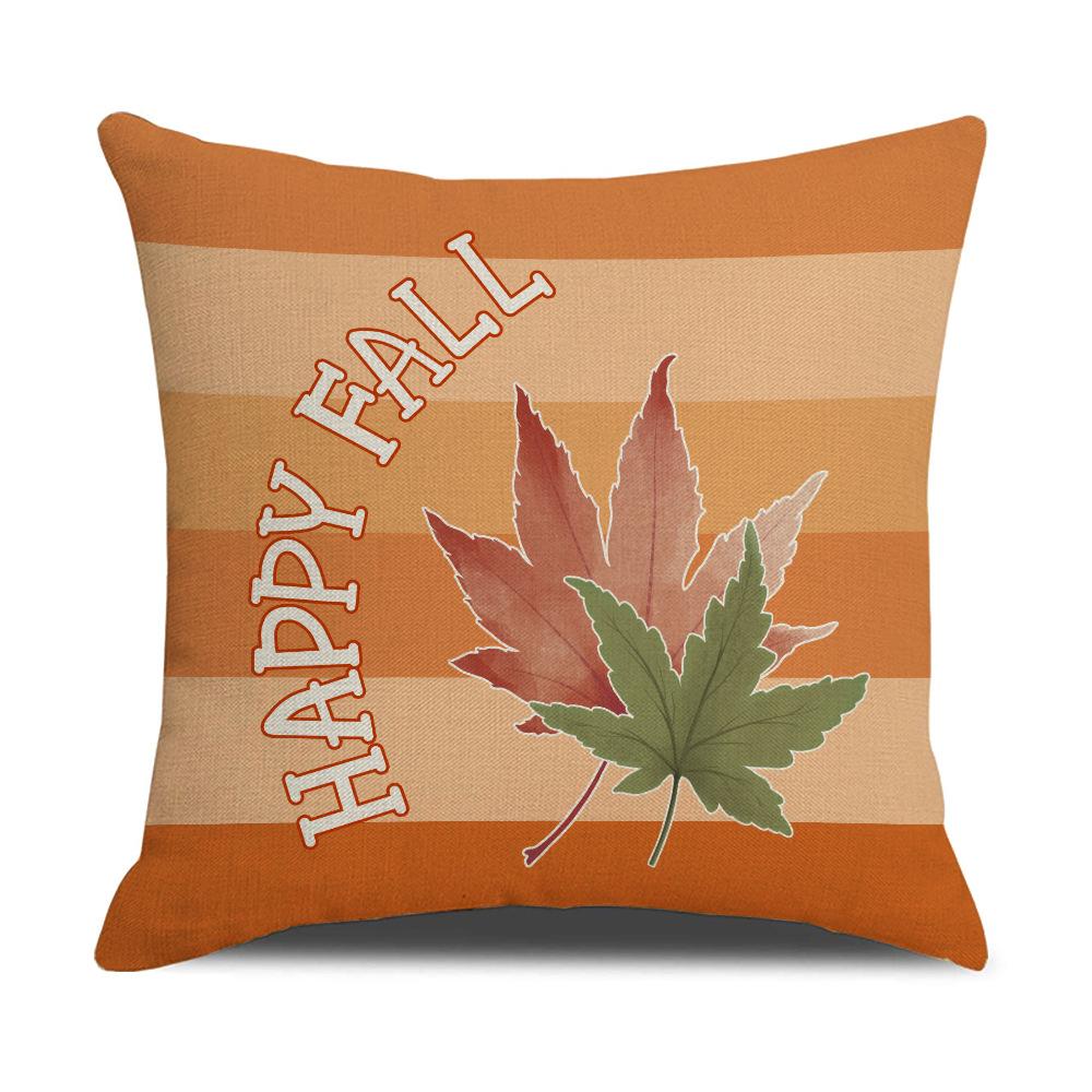 Pumpkin Harvest Festival Pillow Cover Autumn Maple Leaf Diamond Printed Pillow Cover Sofa Decorative Cushion Cover