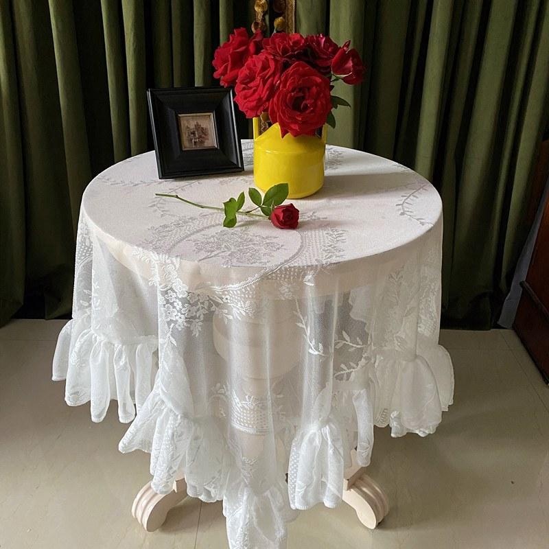 Retro Lace Tablecloth French Style Coffee Table Cloth Bedside TableCover Wedding Party Dining Home Decor Picnic Background Cloth