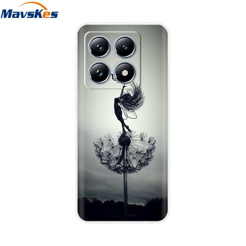 For Xiaomi 14T 5G Case Cute Soft Transparent TPU Painted Silicone Cover For Xiaomi 14T Pro 5G 2024 Mi14T Phone Cases Coque Funda