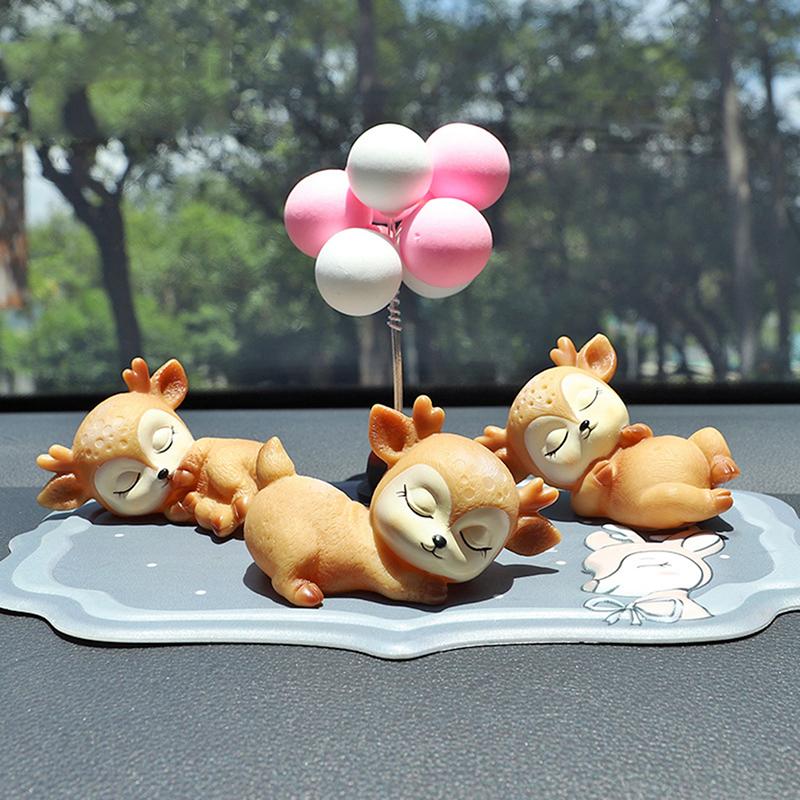 Cute Deer Ornaments Sweet Sleeping Deer Figurines For Car Home Decorations
