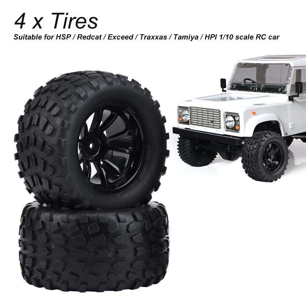 4pc Set 1:10 RC Wheel Tire Rubber Tires for Hsp Redcat Exceed Truck Off Road Car (10 Holes)