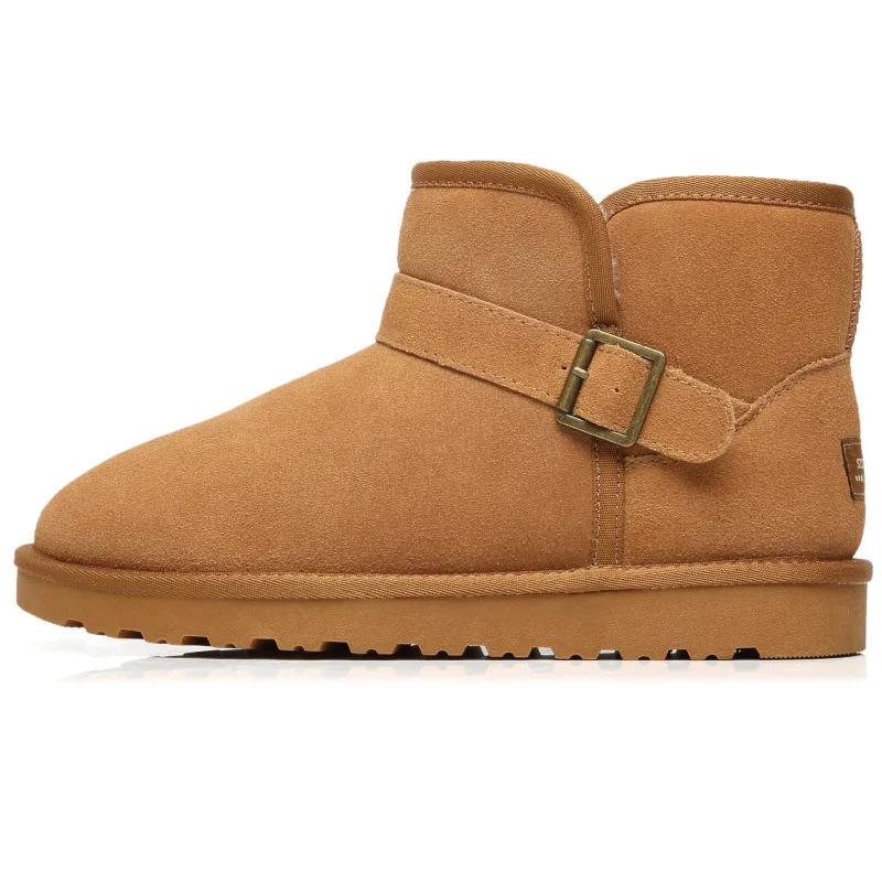 Fashion Men's Boots Cowhide Insulated Plush Snow Boots Genuine Leather Women's Shoes  Winter Women's Boots  Ankle Boots
