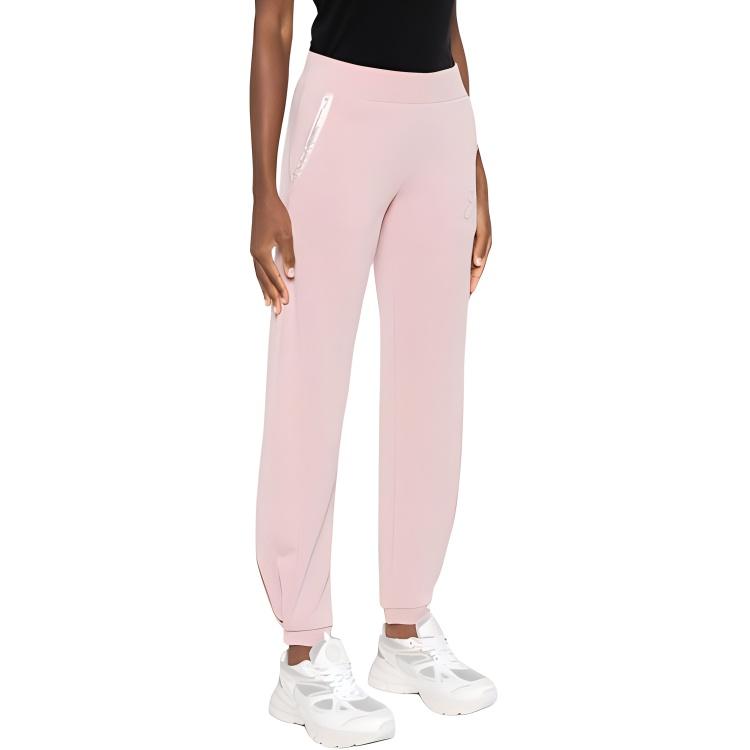 Emporio Armani Solid Color Elastic Waist Loose Pleated Tapered Knit Sweatpants Women bottoms Pink 6RTP60-TJDCZ-1418