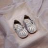 Girls Pearl Small Leather Shoes Summer Children's Foreign Style French Princess Shoes 2025 New Baby Girl Soft-soled Beanie Shoes