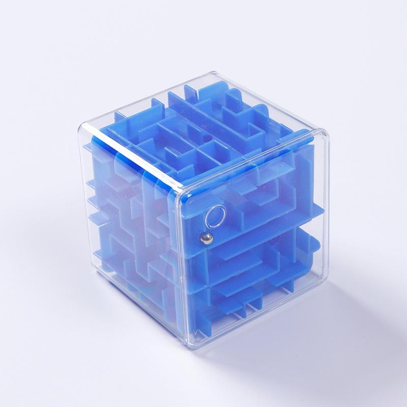 8cm/3.15in Cube 3D Maze Puzzle Six-sided Rolling Ball Game Labyrinth Children Balance Training Stress Reliever Toys for Kids