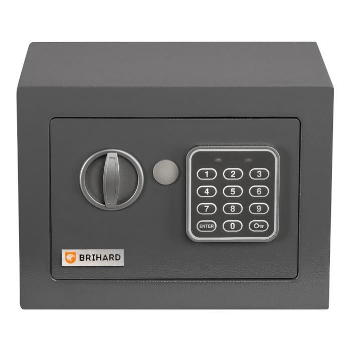 Coffre-fort maison BRIHARD à serrure électronique - 5,7L - Gris foncé