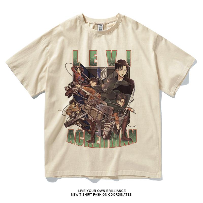 Attack on Titan Anime Alan Mikasa Leavell Printed 100% Cotton T-Shirt Japanese Anime Summer Trend Casual Streetwear