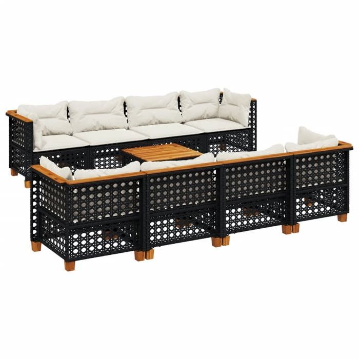 VidaXL Garden Lounge Set 9 Pcs with Cushions Black Braided Resin 3261770