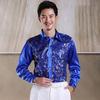 Men's Sequin Chorus Performance Shirt for Middle-Aged & Elderly - Red Stage Costume for Evening Song and Dance