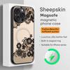 Custodia per Telefono con Stampa Pizzo Artistico Design Nero Per iPhone 17 16 15 14 13 12 11 Plus Pro Max Lusso di Alta Gamma Magsafe Pelle di Pecora