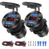 12V USB Outlet 4 Port Car Charger Socket, Dual PD USB C And Dual Quick Charge 3.0 Port Aluminum Charger With Red Voltmeter DIY Kit Waterproof For Car
