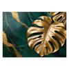 Wallpaper Monstera Gold Leaf On Green Marble Background