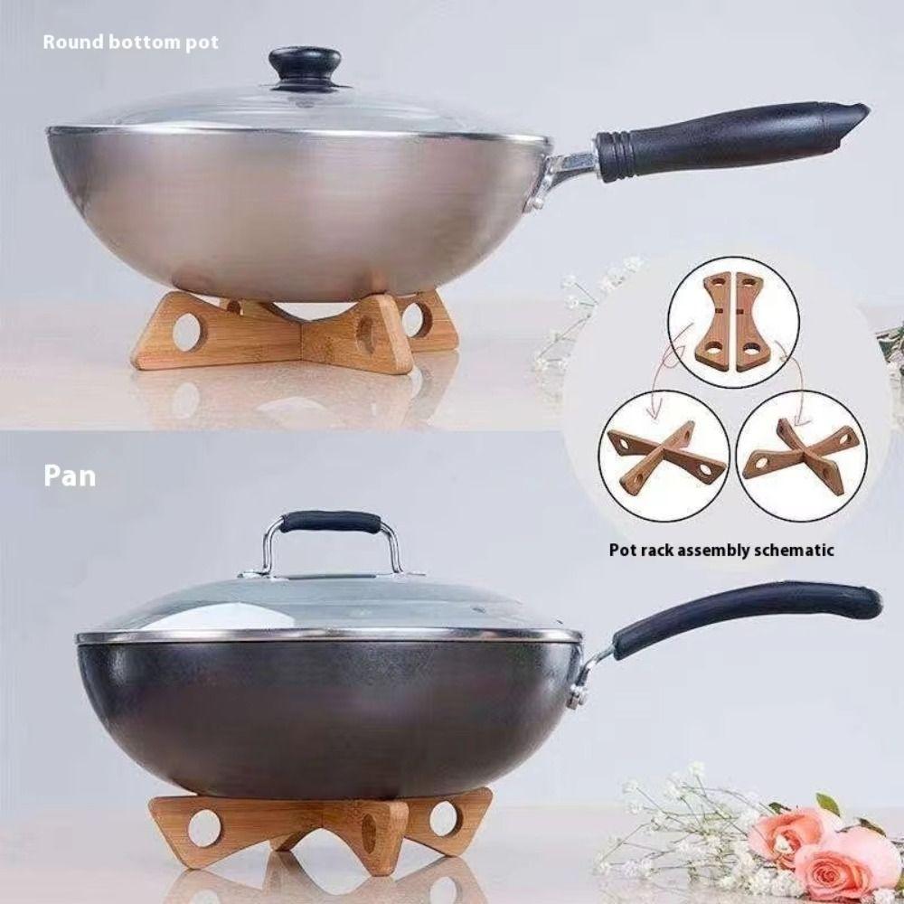 Durable Cross Pot Holder Bamboo Anti-Slip Casserole Rack Drain Anti-Scalding Pot Base Bracket Kitchen Gadget