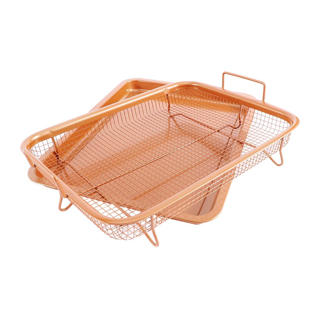 Crisp Kitchen Colander Stainless Steel Fries Food Oil Strainer Oven Mesh Frying Basket Baking Tray