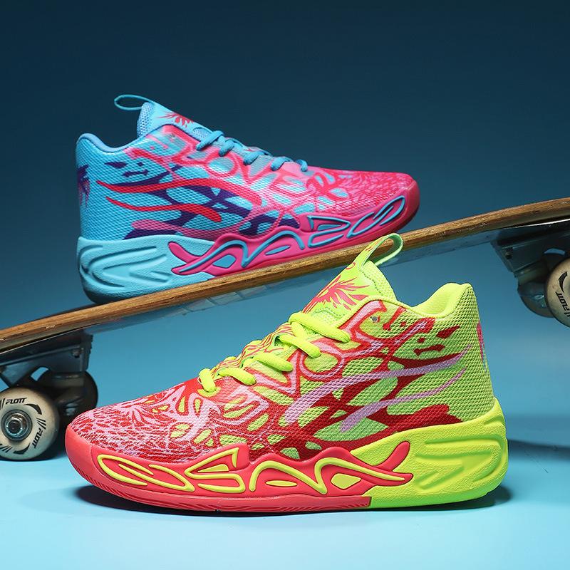 

Баскетбольные кроссовки четвертого поколения с тремя мячами, мужские кроссовки для реального боя, дышащие для подростков, со звуком трения, мандариновая утка 45