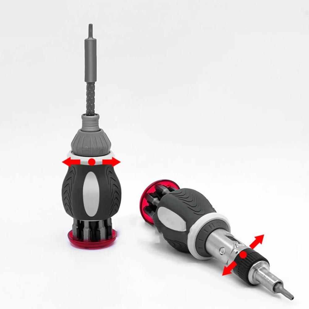 1PCS It Can Store The Batch Head Multifunctional Industrial Ratchet Screwdriver Set With 8 Magnetic Bits Chromium-vanadium Steel