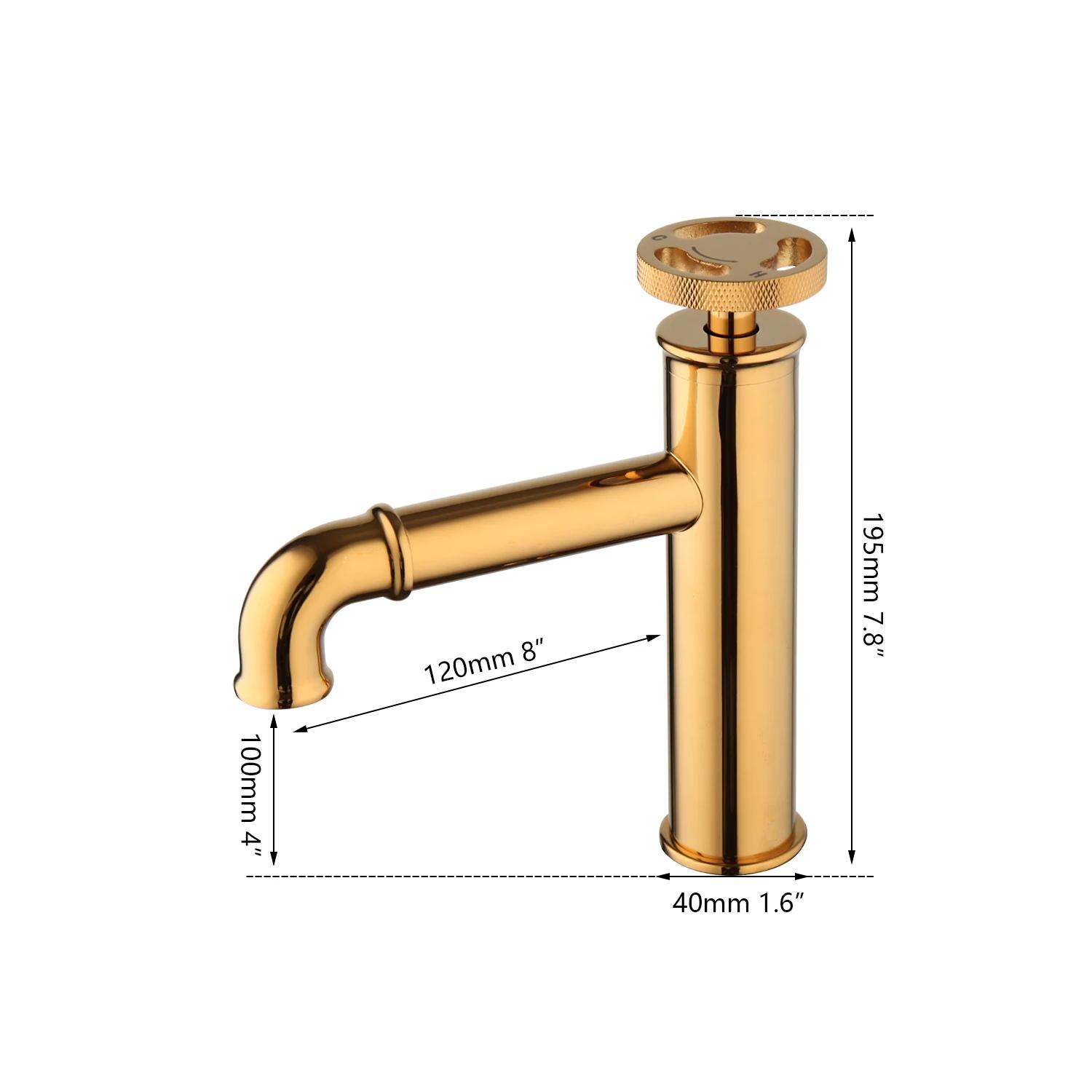 

KEMAIDI Bathroom Faucet Solid Brass Industrial Style Basin Sink Faucets Cold And Hot Water Mixer Tap Matte Black Deck Mounted