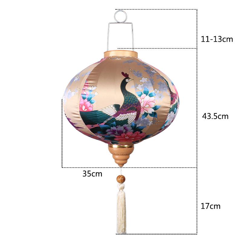 14 Inch Retro Chinese Silk Lanterns Japan Vietnam Mid-autumn Lantern For Outdoor Wedding Spring Festival Party Hanging Decor