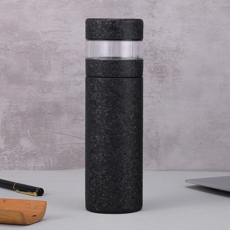 New Minimalist Inner Titanium Outer Steel Tea Separation Thermos Flask Cup Ice Best Flower Double Layer Titanium Mug Business Gift Box Tea Cup