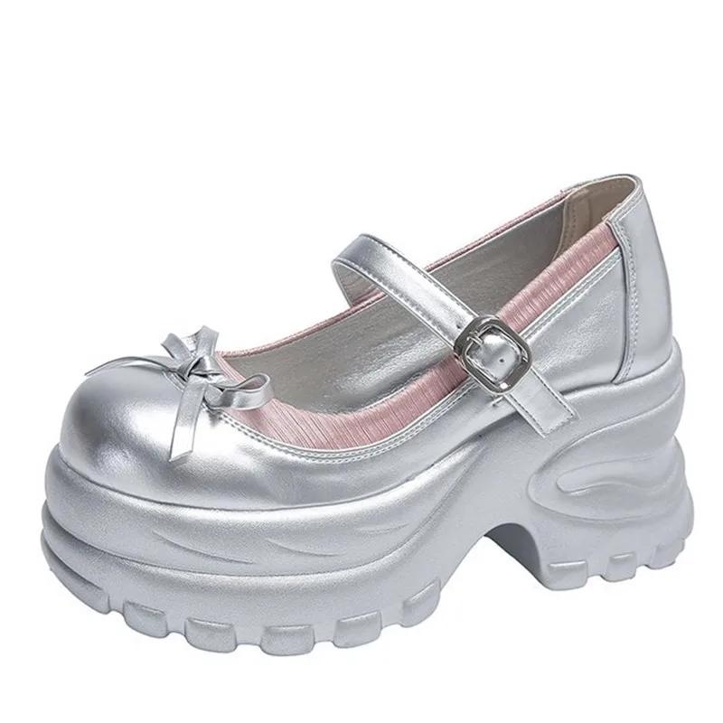 Fashion 8.5CM New Autumn Chunky Platform Butterfly-Knot Slip-on Sneakers Women Punk Thick Bottom Pumps Non Slip Walking Casual Shoes