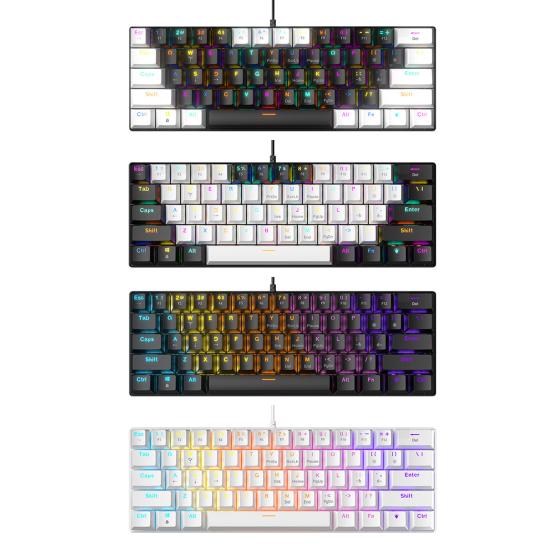 61-клавишная механическая клавиатура с эффектами RGB-подсветки, эргономичный дизайн, регулируемая универсальная проводная игровая клавиатура Plug-Play