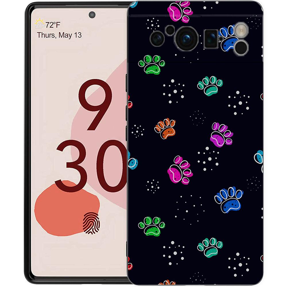 Cute Cat Dog Paw Love Phone Case For Google Pixel 8 7 6 Pro 6A 7A 5G Soft Silicone Shockproof TPU Black Cover Fundas