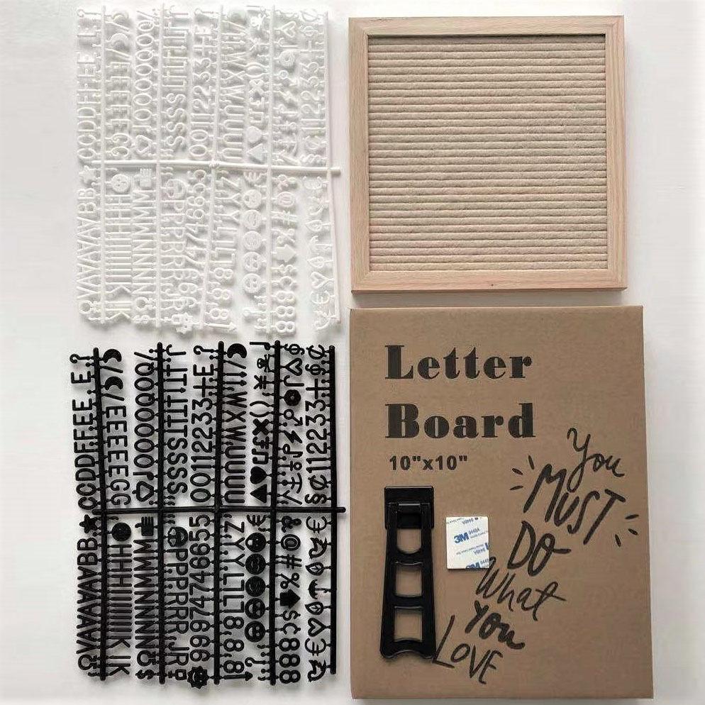 10*10 Felt Letter Decorative Boards Wood Message Board Birthday Party Letterboard 460 Letters Photo Frame with Bracket Kids Gift