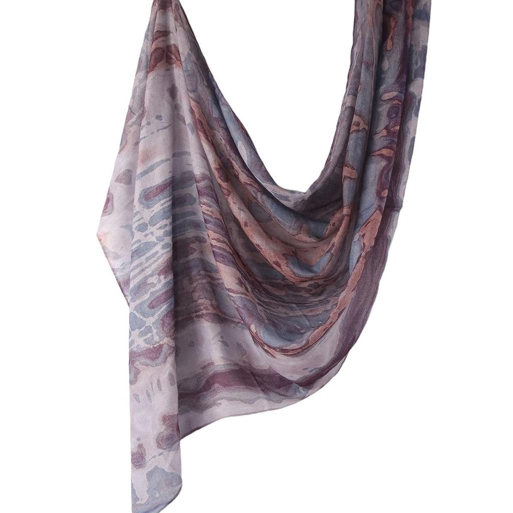 "Ethnic Watercolor Modal Cotton Shawl Satin Print Scarf for Women"