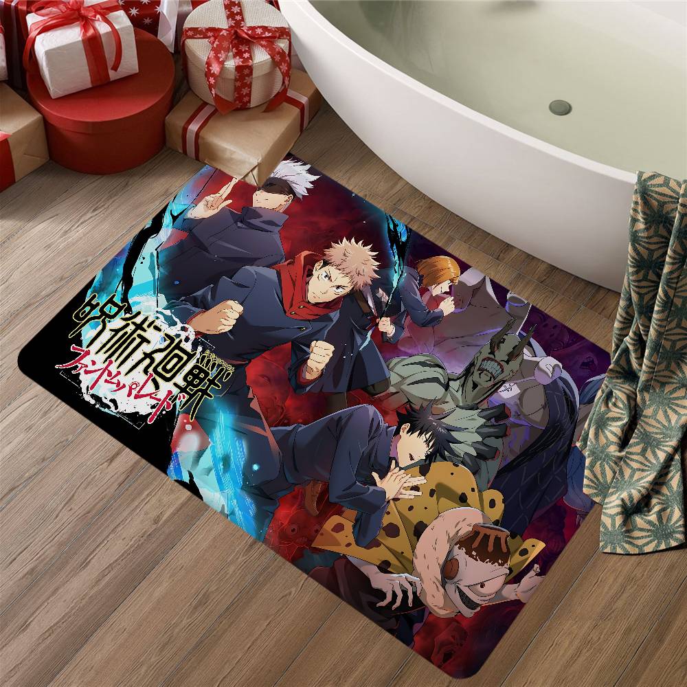 Anime Jujutsu Kaisen Bathroom Mat Anti-slip Absorb Water Long Strip Cushion Bedroon Mat Welcome Doormat